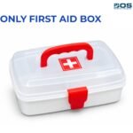 Bos Medicare Surgical weekly Plastic Empty First Aid Box with Transparent Lid, Red Handle & Locking Clip, Pill Box (White, Transparent) - Image 2
