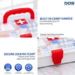 Bos Medicare Surgical weekly Plastic Empty First Aid Box with Transparent Lid, Red Handle & Locking Clip, Pill Box (White, Transparent) - Image 7