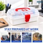 Bos Medicare Surgical weekly Plastic Empty First Aid Box with Transparent Lid, Red Handle & Locking Clip, Pill Box (White, Transparent) - Image 8